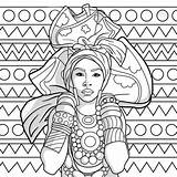 Africana Africanas Colorare Africane Africano Mandalas Negras Dipinti sketch template