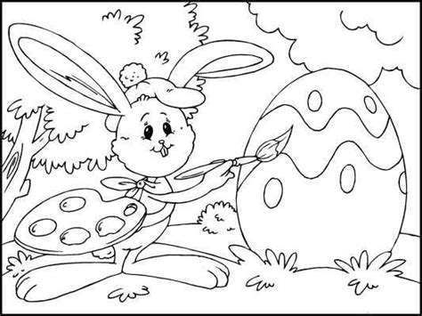 easter bunny decorates egg coloring page coloring pages