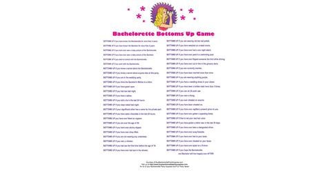 Bottoms Up Game 24 Free Bachelorette Party Printables