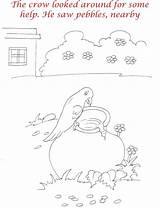 Crow Thirsty Story Coloring Kids Pdf Pages Open Print  sketch template