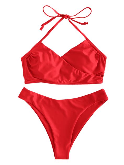 Cross High Cut Bikini Fire Engine Red S High Cut Bikini Bikini Set