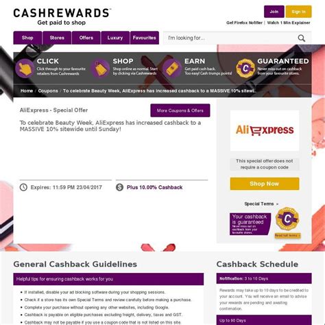 cashrewards aliexpress cashback increased     cashback  paid  shop aliexpress