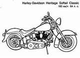 Coloring Motorcycle Davidson Harley Classic Pages Softail Heritage Adults sketch template