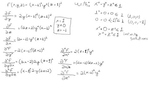 Multivariable Calculus Extremes Of F X Y Z X 1 2y 2 Z 1 2