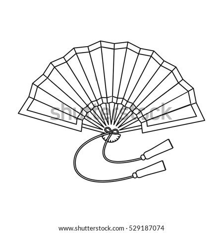 folding fan icon outline style isolated stock vector