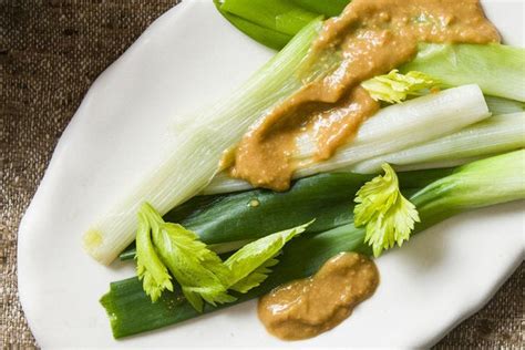 japanese leeks with miso mustard recipe nyt cooking