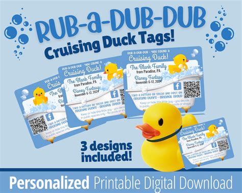 cruising ducks tag digital  tags  ducks carnival etsy