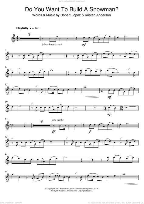 Bell Do You Want To Build A Snowman Sheet Music For Alto Saxophone Solo