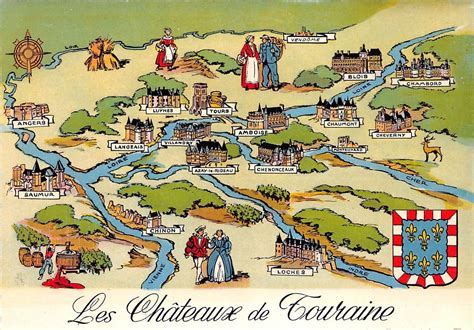 br les chateaux de la loire map cartes geographiques  unsorted postcard hippostcard