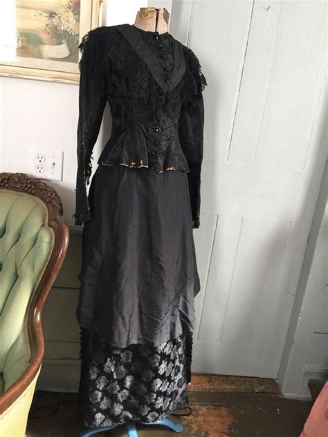 vintage 1880 s black victorian mourning dress by