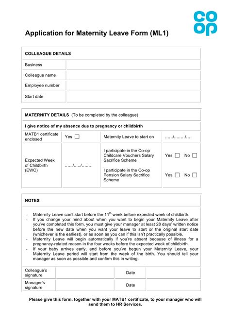 application  maternity leave form  op fill  sign