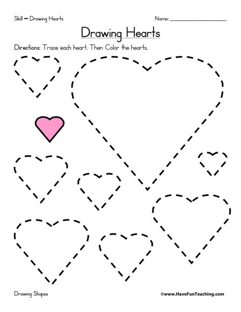 drawing hearts worksheet  fun teaching
