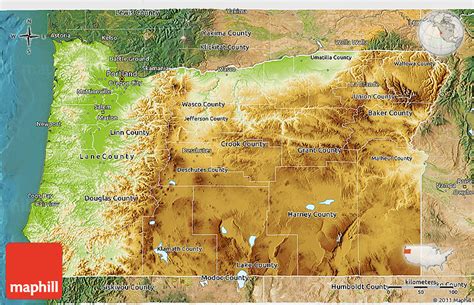 physical  map  oregon satellite