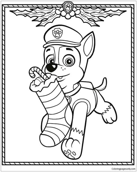 paw patrol christmas coloring page  coloring pages