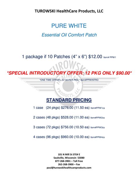 pure white price list turowski healthcare products llc
