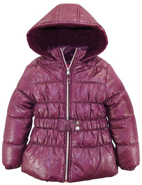 pink platinum girls coat all over spray print winter jacket with mock