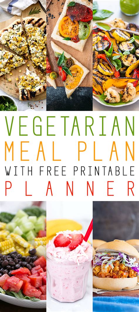 vegetarian meal plan   printable planner
