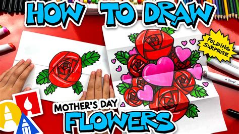 How To Draw Mother S Day Flowers Folding Surprise