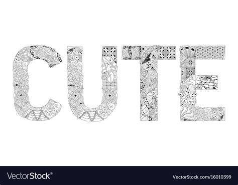 word cute  coloring decorative royalty  vector image
