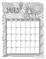 Calendar Coloring July Printable Pages Kids 2021 Monthly Calender Woojr Woo Blank Jr Jul Printables Print sketch template
