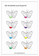 Color Recognition Colors Matching Worksheets Preschool Kids Worksheet Printable Megaworkbook Objects Butterflies Kindergarten Shapes Printables Using English Patterns Help Coloring sketch template
