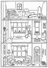 Pages House Interior Coloring Colouring Victorian Printable Print Homes sketch template