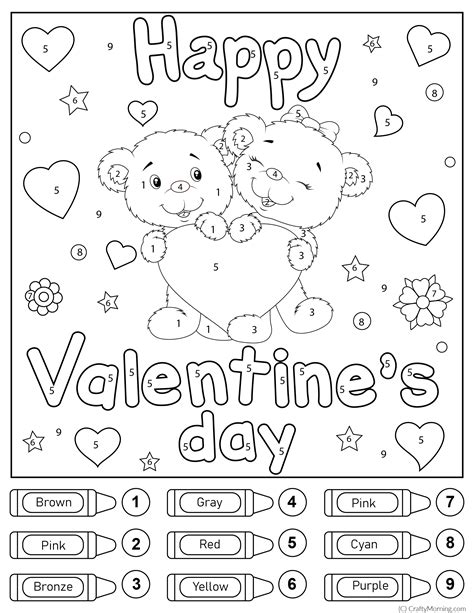 valentines day color  number printable crafty morning