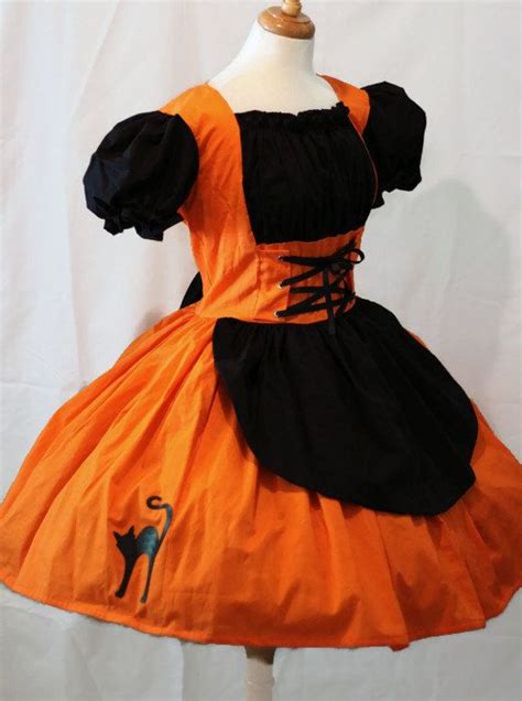 Cute Witch Halloween Costume Dress Orange And Black Cute Modest Etsy