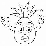 Pineapple Happy Coloring Smiling Kids Funny Illustration Vector Preview sketch template