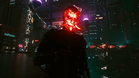 glowing oni mask samurai mask replacement cyberpunk  mod