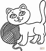 Yarn Coloring Kitty Ball Pages Template Cat Supercoloring Printable Smart Playful Cats sketch template