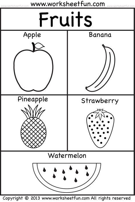 fruits coloring  tracing  preschool worksheets  printable