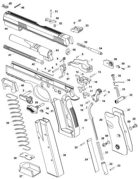 exploded view drawing  cz  sp  shadow cz  guns drawing guns design