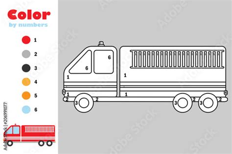 fire truck  cartoon style color  number education paper game   development