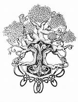 Yggdrasil Mjolnir Viking Mythologie Germanische Baum Celtic Norse Mythology Body sketch template