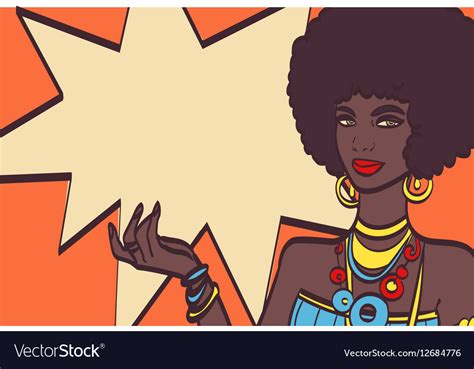 this pop art face wonderful sexy african woman vector image