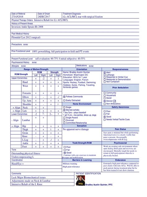 Physical Therapy Evaluation Form Balance Ability