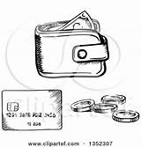 Wallet Credit Clipart Card Money Cash Vector Royalty Sketched Coins Graphics Doodles Rf Illustrations Tradition Sm sketch template