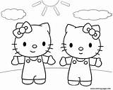 Coloring Kitty Hello Twin Pages Printable sketch template