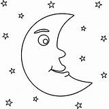 Coloring Moon Stars Pages Printable Popular sketch template