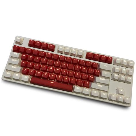 white  red keycaps  key pbt keys keycaps mechanical keyboard