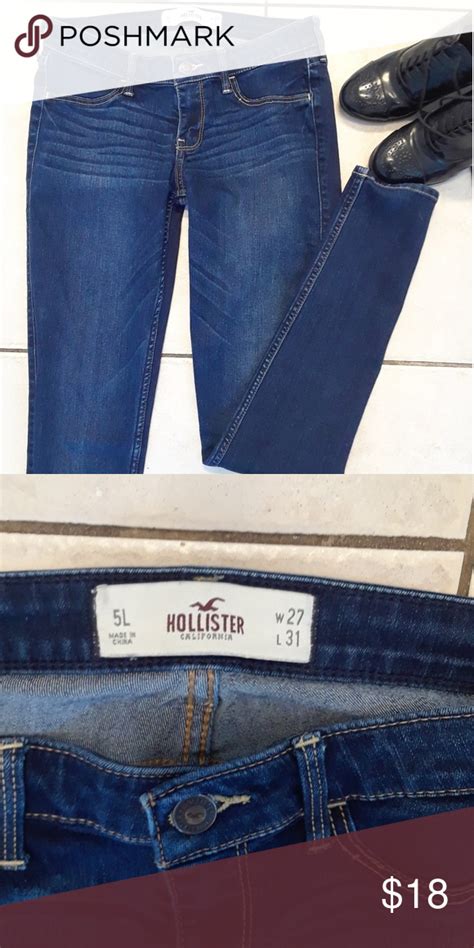 fantastic hollister dark wash skinnies long comfy jeans