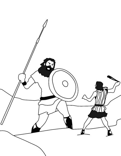 david  goliath fighting coloring page  printable coloring