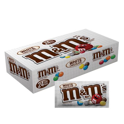 Mandms White Chocolate Singles Size Candy 1 41 Oz Pouch 24 Ct Box