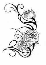 Tattoo Rose Drawing Drawings Designs Skull Line Pencil Vine Stencils Sugar Flowers Heart Butterflies Roses Stencil Vines Tattoos Simple Cool sketch template