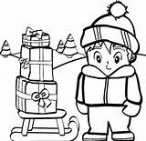 Boy Coloring Christmas Pages Getcolorings Standing Printable sketch template