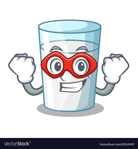 super hero protein rich milk in cartoon glass vector image
