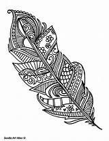 Coloring Peacock Feathers Feather Printable Adult Adults Cool Doodle Alley Colouring Indian Colour Zentangle Designs Doodles Patterns Tattoo Simple sketch template
