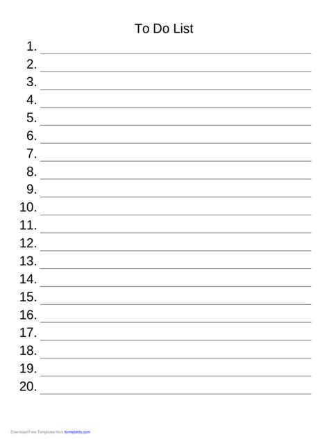 printable blank numbered list
