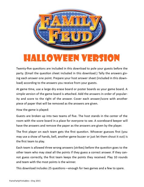 halloween family feud printable game halloween party game